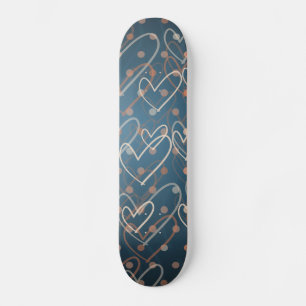 Achtergrond hart en stippen, schaats persoonlijk skateboard