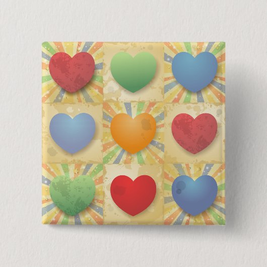 Achtergrond hart vierkante button 5,1 cm (Voorkant)