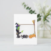Achtergrond heks-halloween-teken briefkaart (Staand voorkant)