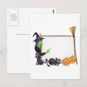 Achtergrond heks-halloween-teken briefkaart (Voorkant / Achterkant)