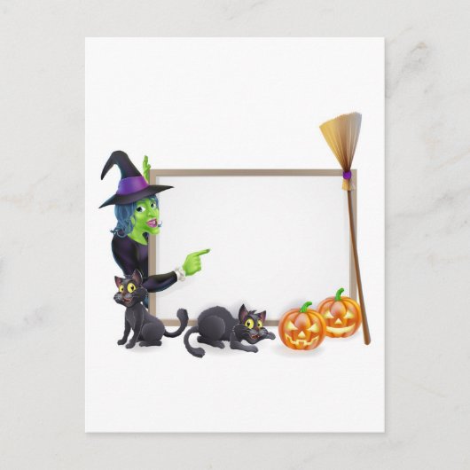 Achtergrond heks-halloween-teken briefkaart (Voorkant)