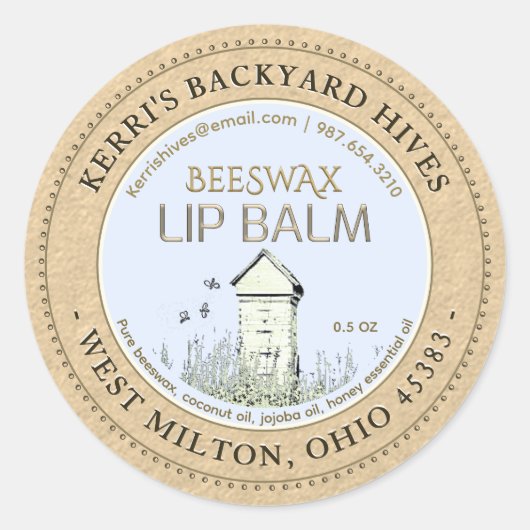 Achtergrond Hives beeswax Lip Balm Mini Label Kraf (Voorkant)