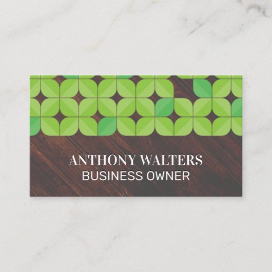 Achtergrond hout | Illustratief bladpatroon Visitekaartje (Voorkant)