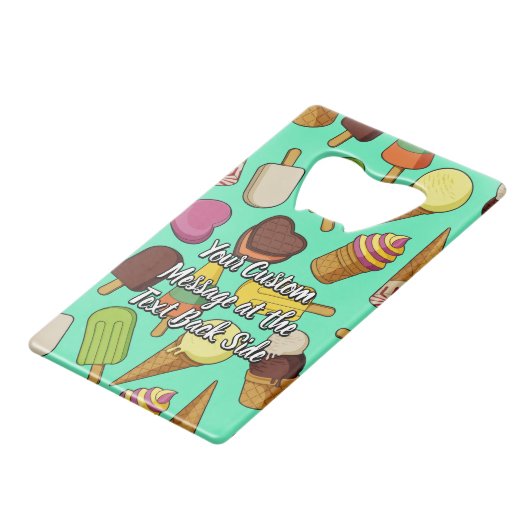 Achtergrond Ice Cream Creditkaart Flessenopener (Achterkant Gekanteld)