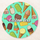 Achtergrond Ice Cream Ronde Kartonnen Onderzetter (Voorkant)