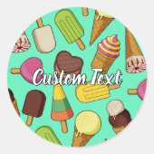 Achtergrond Ice Cream Ronde Sticker (Voorkant)