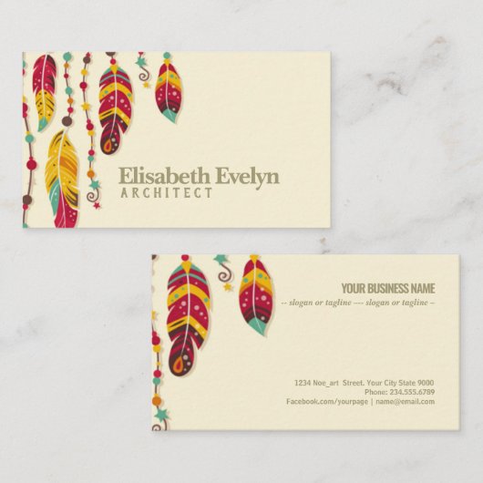 Achtergrond in Boho-stijl Visitekaartje (Voorkant / Achterkant)