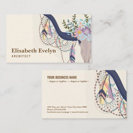 Achtergrond in Boho-stijl Visitekaartje (Voorkant / Achterkant)