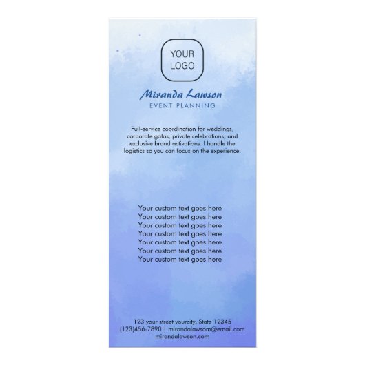 Achtergrond in waterverf reclamekaart (Voorkant)