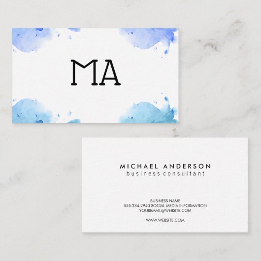 achtergrond initiaal in waterverf visitekaartje (Voorkant / Achterkant)