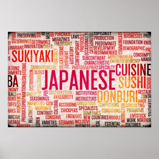 Achtergrond Japans menu voor eten en snijden Poster (Voorkant)