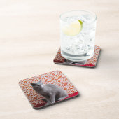 Achtergrond kat (Russisch blauw) en behang Drankjes Onderzetter (Rechterzijde)