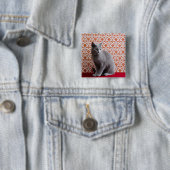 Achtergrond kat (Russisch blauw) en behang Vierkante Button 5,1 Cm (In situ)