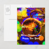 Achtergrond kerstbal kleurrijke achtergrond feestdagenkaart (Voorkant / Achterkant)