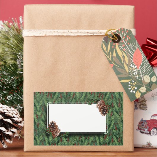 Achtergrond kerstbomen met Label (Feestdagen)