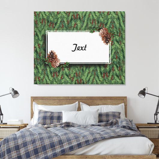 Achtergrond kerstbomen met Label Canvas Afdruk (Insitu (Slaapkamer))