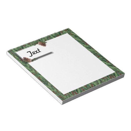 Achtergrond kerstbomen met Label Notitieblok (Schuin)