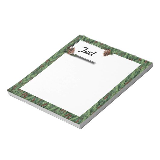 Achtergrond kerstbomen met Label Notitieblok (Linkerzijde)