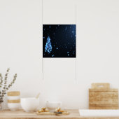 Achtergrond kerstboomstructuur Bokeh - Blauw Poster (Keuken)