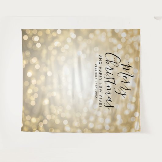 Achtergrond kerstfeestdag Gold Bokeh Lights Wandkleed (Voorkant (horizontaal))