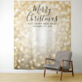 Achtergrond kerstfeestdag Gold Bokeh Lights Wandkleed (In situ)
