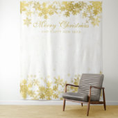 Achtergrond kerstfeestdag Gold Snowflakes White Wandkleed (In situ)