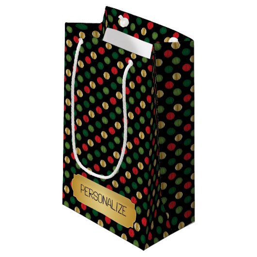 Achtergrond kerstpagina Polka Klein Cadeauzakje (Voorkant Gekanteld)