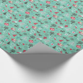 Achtergrond kerstsymbool Patroon Mint Green Cadeaupapier (Hoek)