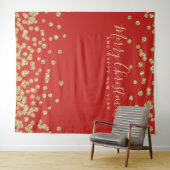 Achtergrond Kerstvakantie Goud Rood Confetti Wandkleed (In Situ (horizontaal))