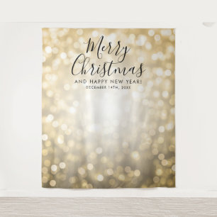 Achtergrond Kerstvakantie Gouden Bokeh Lichten Wandkleed