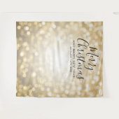 Achtergrond Kerstvakantie Gouden Bokeh Lichtjes Wandkleed (Voorkant (horizontaal))