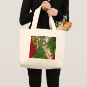 Achtergrond kerstvierkant grote tote bag (Voorkant (product))