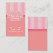 Achtergrond klas en legant, roze strepen visitekaartje (Voorkant / Achterkant)