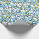 Achtergrond kleine pinguïns cadeaupapier (Hoek)