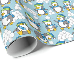 Achtergrond kleine pinguïns cadeaupapier