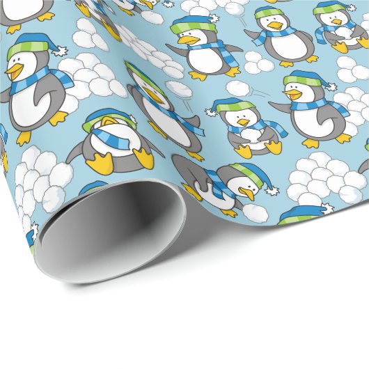 Achtergrond kleine pinguïns cadeaupapier (Rol Hoek)