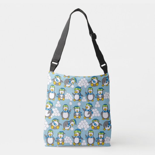 Achtergrond kleine pinguïns crossbody tas (Voorkant)