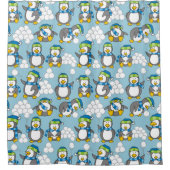 Achtergrond kleine pinguïns douchegordijn (Voorkant)