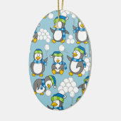 Achtergrond kleine pinguïns keramisch ornament (Links)