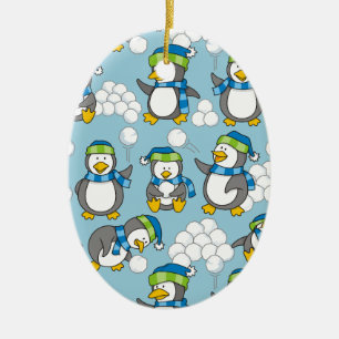 Achtergrond kleine pinguïns keramisch ornament