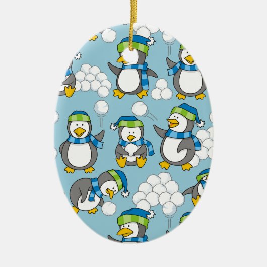 Achtergrond kleine pinguïns keramisch ornament (Voorkant)