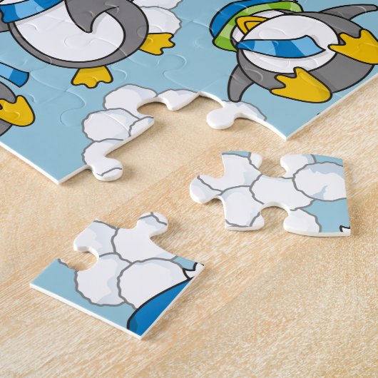 Achtergrond kleine pinguïns legpuzzel (Zijkant)