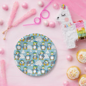Achtergrond kleine pinguïns papieren bordje (Feest)
