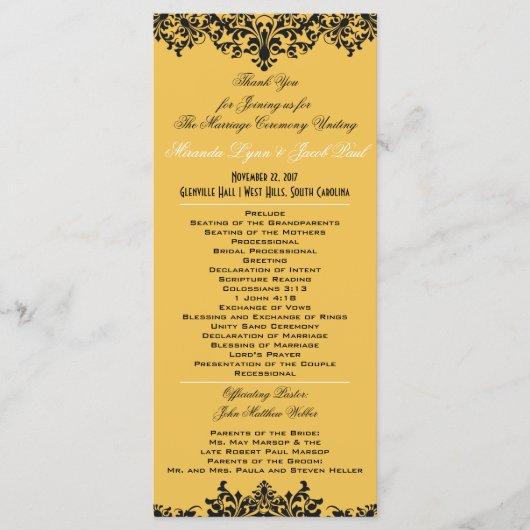 Achtergrond kleur bruiloft programma wijzigen programmakaart (Voorkant)