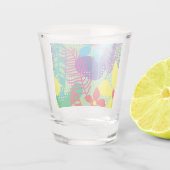 Achtergrond kleurrijke bloemen shot glas (Achterkant)