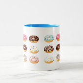 Achtergrond kleurrijke donuts tweekleurige koffiemok (Center)