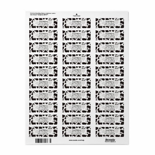 achtergrond koe patroon etiket (Full Sheet)