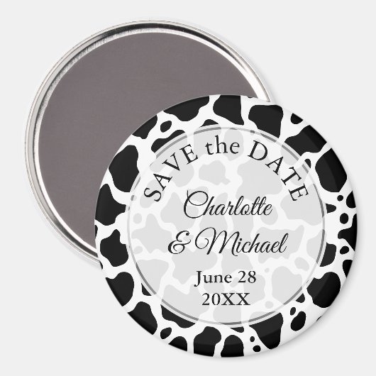 Achtergrond koe Patroon opslaan Datum Magneet (Voorkant / Achterkant)