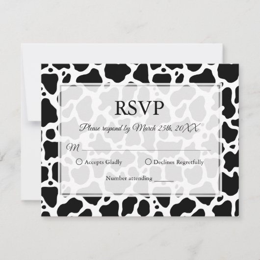 Achtergrond koe Patroon RSVP Kaartje (Voorkant)