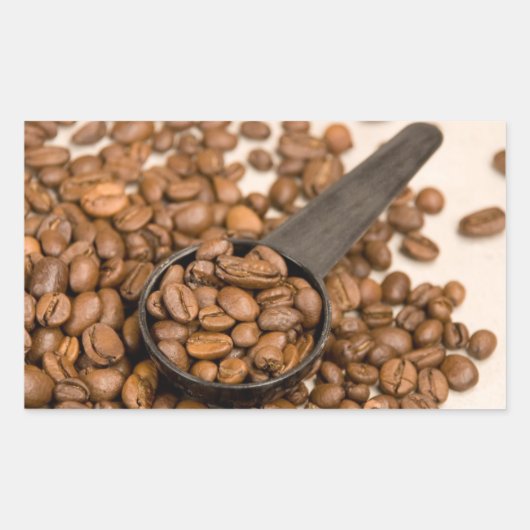 Achtergrond koffiebonen rechthoekige sticker (Voorkant)